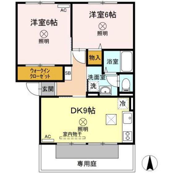 ブルームハイツ(2DK/1階)の間取り写真