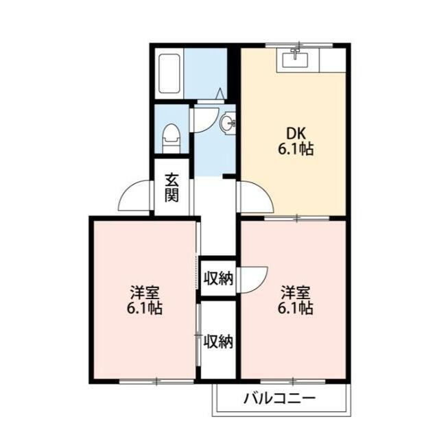 フォレストハイム(2DK/2階)の間取り写真