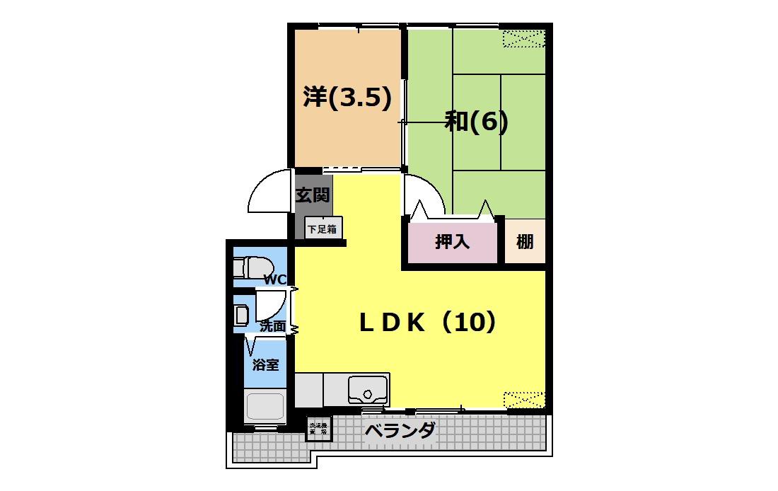 吉川マンション B棟(2LDK/2階)の間取り写真