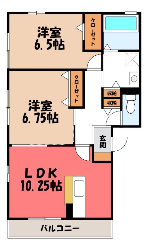 トレ・リザイア B(2LDK/3階)の間取り写真