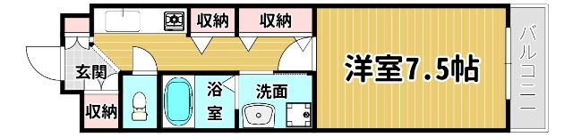 サムティ本町橋(1K/5階)の間取り写真