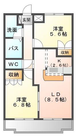 グリーンコーポII(2LDK/2階)の間取り写真