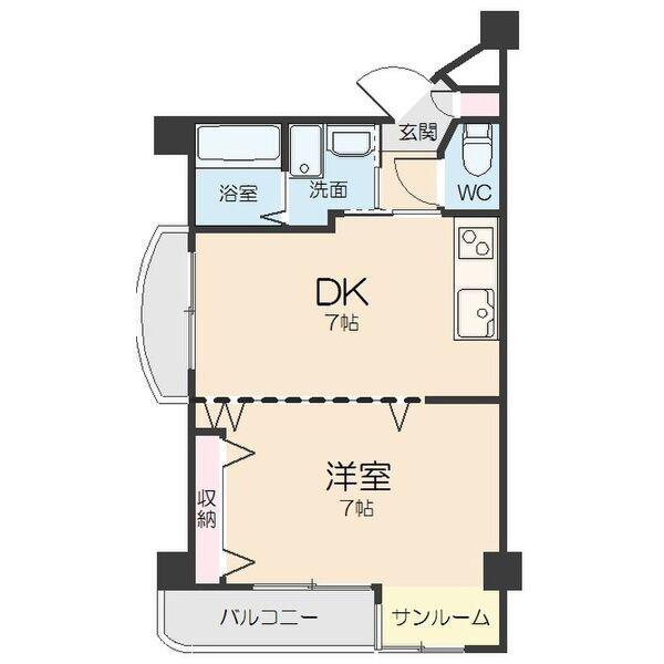 オオタ大針ビル(1DK/4階)の間取り写真