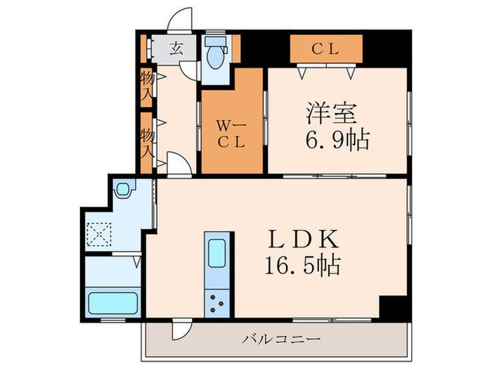 内山神岳ビル(1LDK/8階)の間取り写真