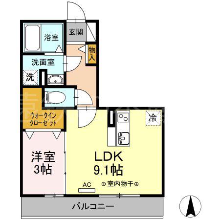 カーサ・ディ・ピーノ(1LDK/2階)の間取り写真