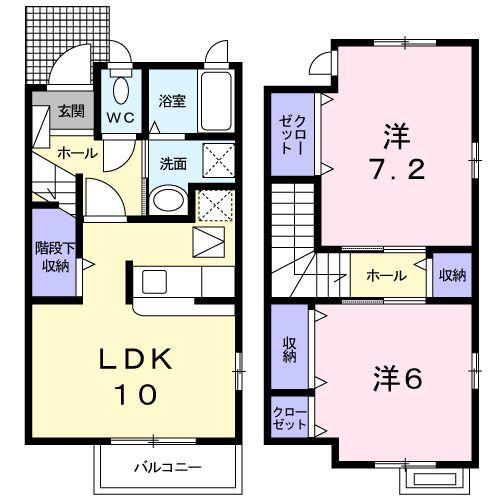 アーベイン浜田C(2LDK/1階)の間取り写真