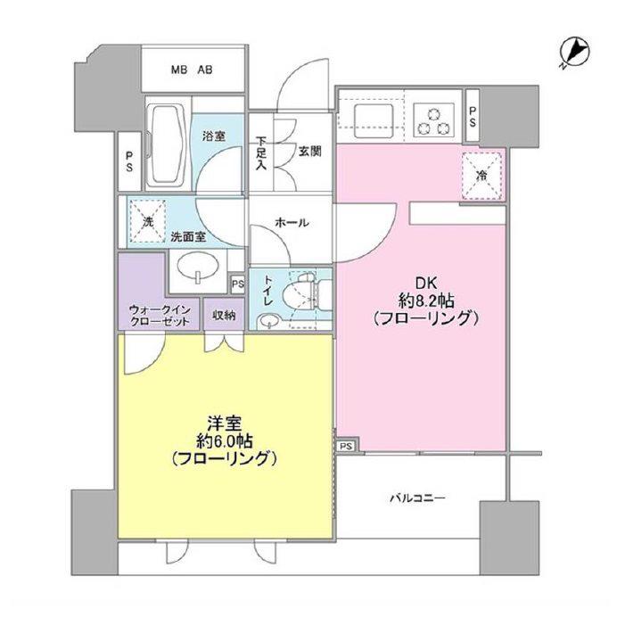 クオリア日本橋(1LDK/8階)の間取り写真