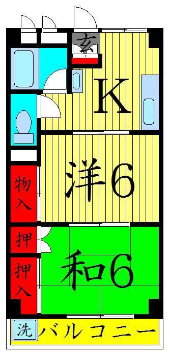 TKハイツ(2K/3階)の間取り写真