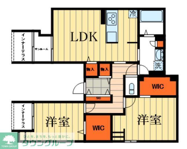 足立区足立計画(2LDK/1階)の間取り写真