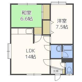 ラミアール石狩(2LDK/2階)の間取り写真