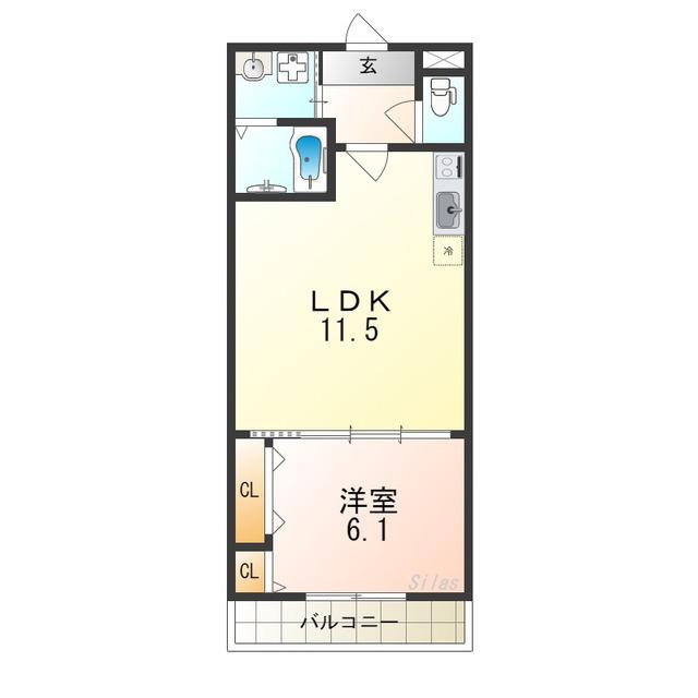 楠弥の里(1LDK/2階)の間取り写真