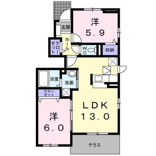 マンハイム2番館(2LDK/1階)の間取り写真