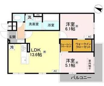 トリシアノーステラス(2LDK/2階)の間取り写真