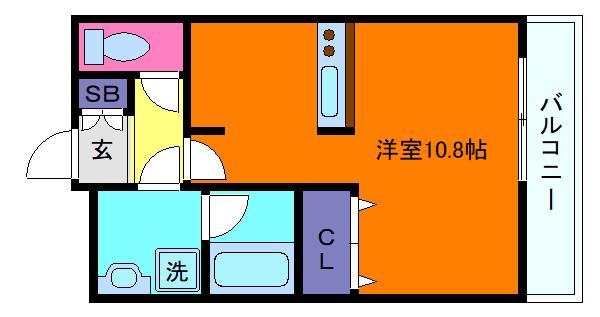 パレス東洋神戸6号館(ワンルーム/4階)の間取り写真