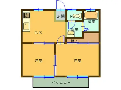 中島ハイツI(2DK/1階)の間取り写真