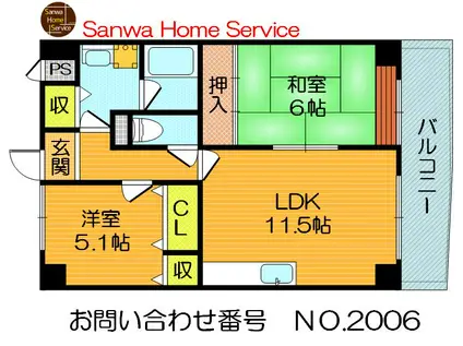 BELLE FORET(2LDK/7階)の間取り写真