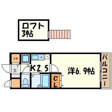フォワイエセレストII(1K/3階)の間取り写真
