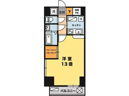 ステージルビーグラス(1DK/2階)の間取り写真