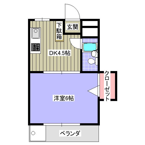 中川アパート(1DK/3階)の間取り写真