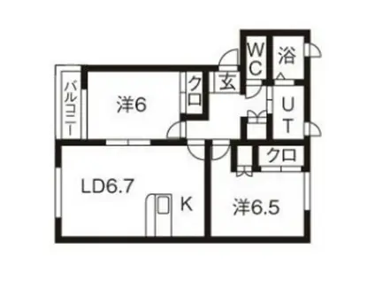 アジェンテB(2LDK/2階)の間取り写真