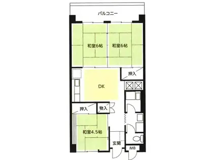 長岡ハイツ(3DK/7階)の間取り写真