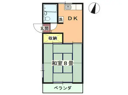 杉山コーポI(1DK/2階)の間取り写真