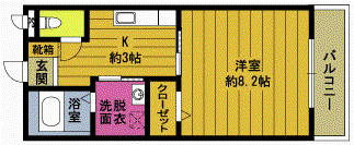 サンヒルズ(1K/1階)の間取り写真