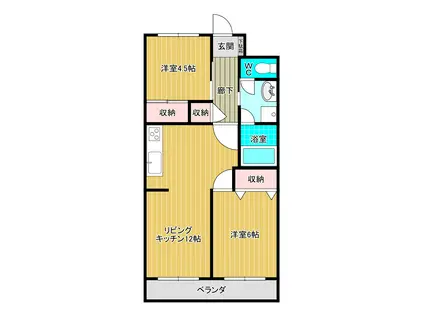 コーポラスアイ(2LDK/2階)の間取り写真