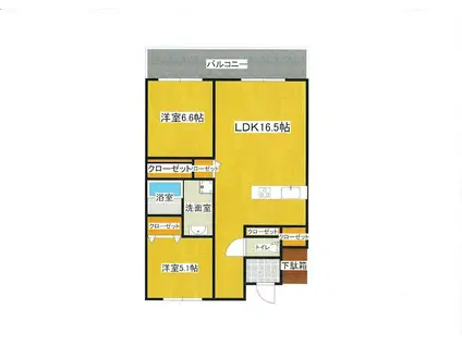 エスポワール長野(2LDK/10階)の間取り写真