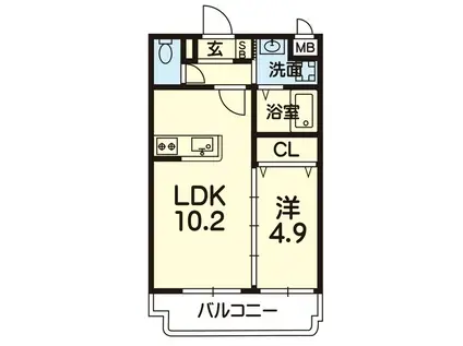 グリーンハウス(1LDK/1階)の間取り写真