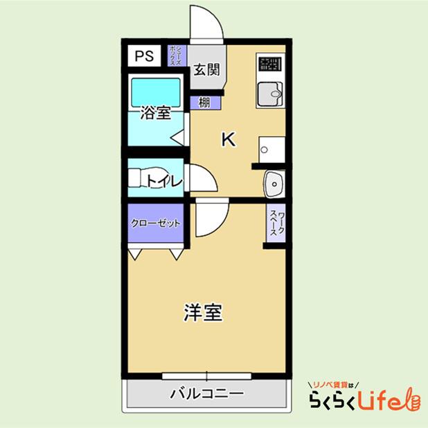 ビューハイム(1K/2階)の間取り写真