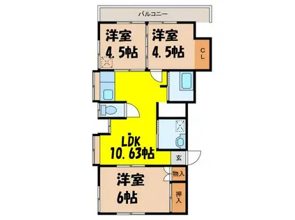コマミエール(3LDK/1階)の間取り写真