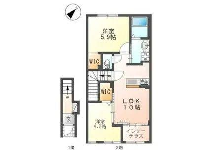 ストレリチア(2LDK/2階)の間取り写真