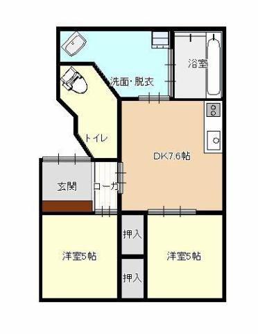 JR和歌山線 岩出駅 徒歩48分 1階建 築22年(2DK/1階)の間取り写真