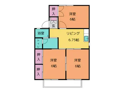 グリーンゲイブルズW(3DK/1階)の間取り写真