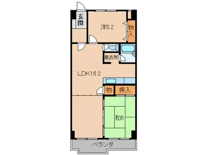 マンションラウルス(2LDK/5階)の間取り写真