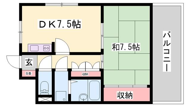 ハイライフ高砂(1DK/2階)の間取り写真