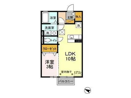 アネックスMITO III(1LDK/1階)の間取り写真