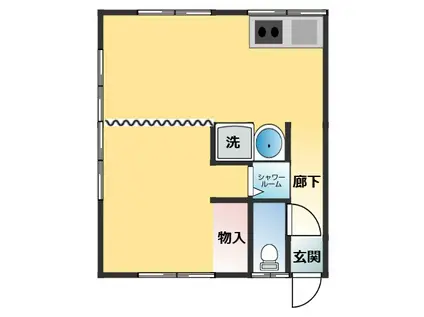 メイプル佐野(1K/2階)の間取り写真