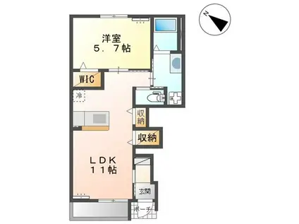閑静住環境の物件(1LDK/1階)の間取り写真