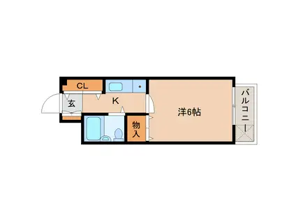 サリオコート(1K/2階)の間取り写真