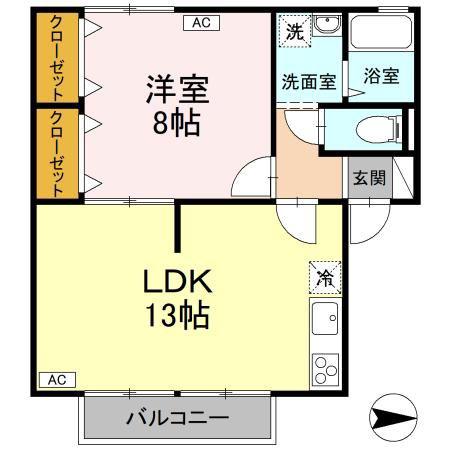 セジュールMGIII(1LDK/1階)の間取り写真