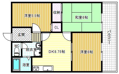 ハイツプレステ-ジ(3DK/2階)の間取り写真