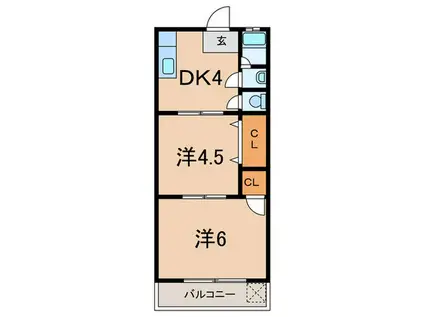 サンハイツ妙法寺(2DK/2階)の間取り写真
