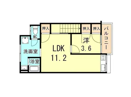 ヴィラ琴浦(1LDK/2階)の間取り写真