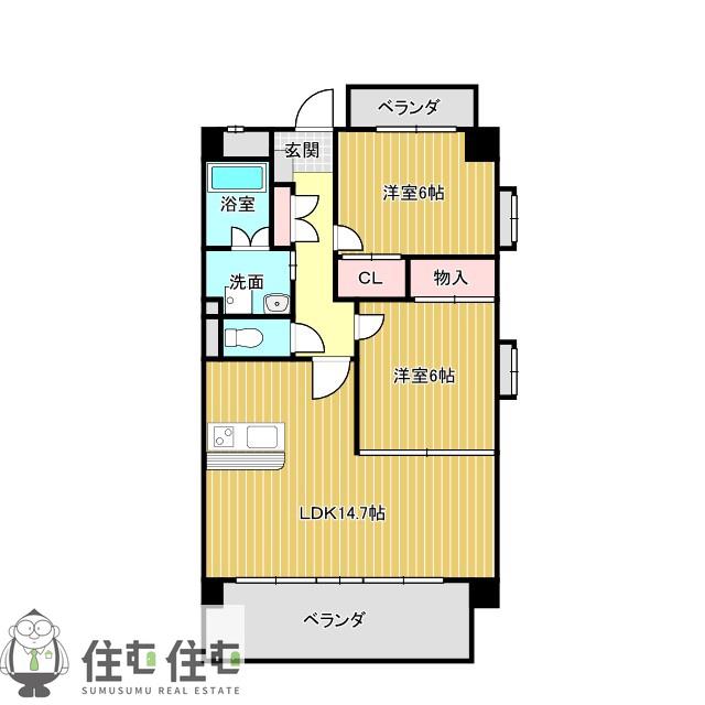 レーヴシェソワ(2LDK/3階)の間取り写真