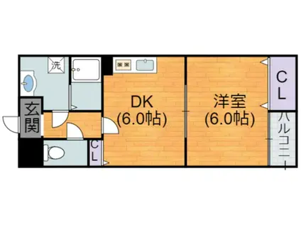 エコーハイツ平野I(1DK/3階)の間取り写真