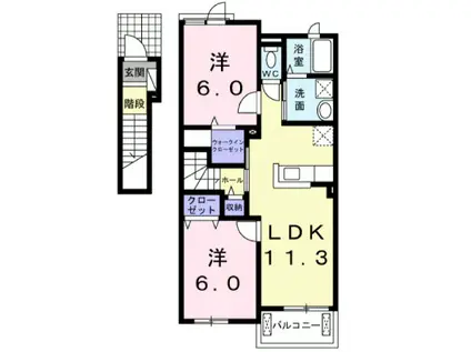 メープルハウス A(2LDK/2階)の間取り写真