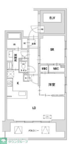 八王子レジデンス(1LDK/12階)の間取り写真