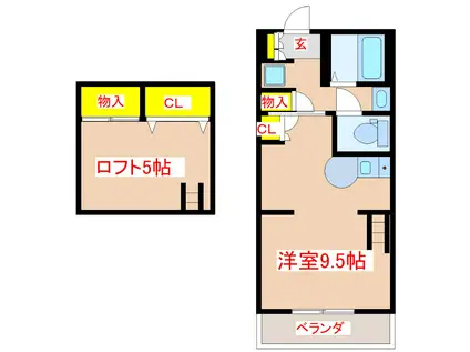 コーポいーすと(ワンルーム/2階)の間取り写真